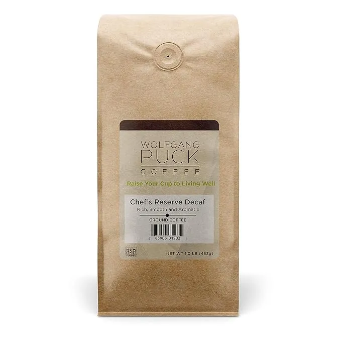 Wolfgang Puck Coffee Chef's Reserve Decaf, Ground, 1 PoundWolfgang Puck Coffee Chef's Reserve Decaf, Ground, 1 Po…