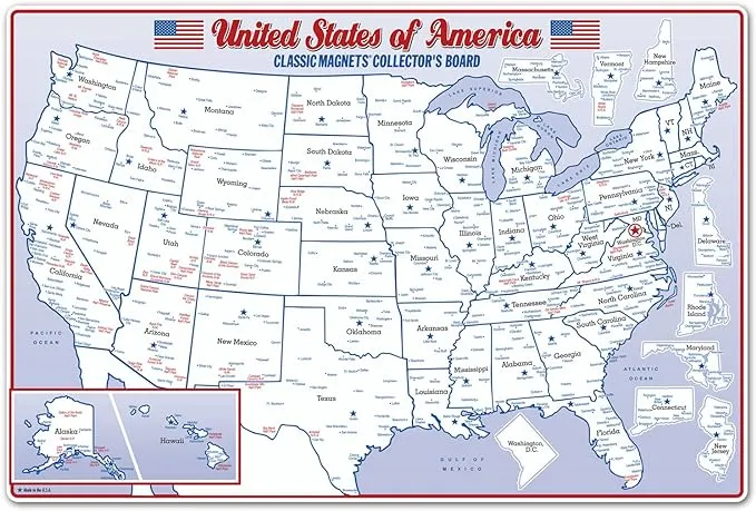 State Map Magnet Collector's Metal Display Board (Board Only) - Made in U.S.A.