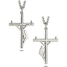 Men's Shields of Strength Stainless Steel Lineman Cross Necklace