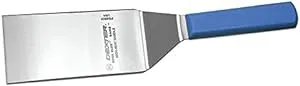 Dexter Cool Blue Basics Stainless Steel Hamburger Turner with Blue Polypropylene Handle - 6"L x 3"W Blade