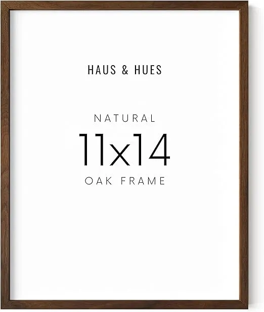 HAUS AND HUES Walnut 11x14 Wood Picture Frames - Set of 1 Wall Picture Frames for Bedroom, Wooden Rustic Picture Frame, Modern Picture Frame, Natural Wood Frame, 11x14 poster frame (Walnut Oak Frame)