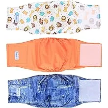 Teamoy Reusable Wrap Diapers for Male Dogs, Washable Puppy Belly Band Pack of 3