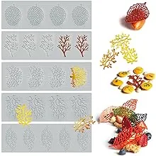 5PCS Leaf Molds Silicone Baking Molds Fondant Molds, Hollow 3D Coral Branch L...