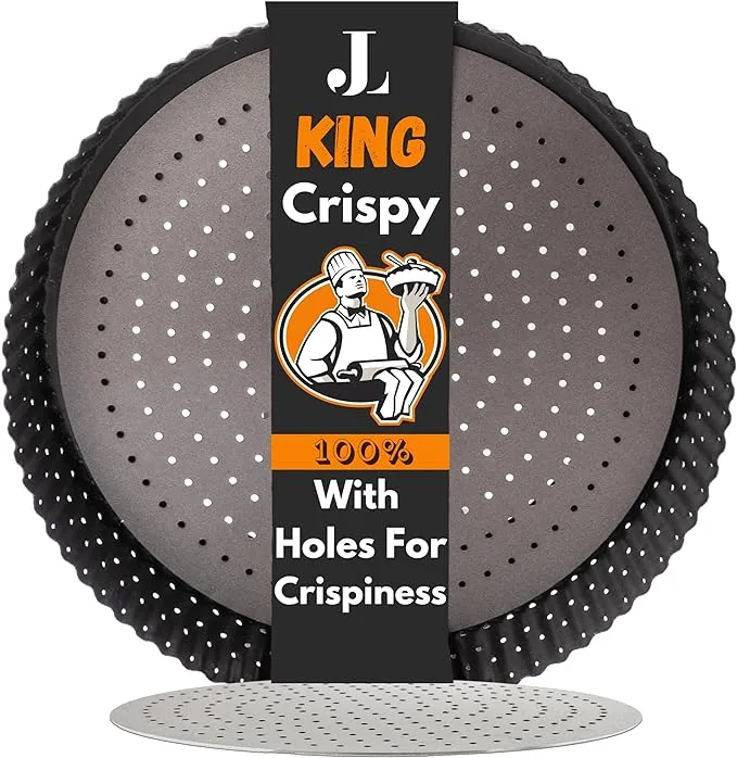 Jean Lemond: Introducing King Crispy's Deep Pie, Tart & Quiche Pan With Perforated Holes For Crispy Crusts. A Non-Stick, Removable Bottom, Dishwasher Safe, Pie Pan Baking Plate Dish. (9 inch x 2 Deep)