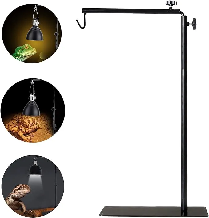 BETAZOOER Reptile Lamp Stand Adjustable 15-31 Inch Floor Light Holder Lamp Hanging Bracket Metal Support for Reptile Glass Terrarium Heating Light