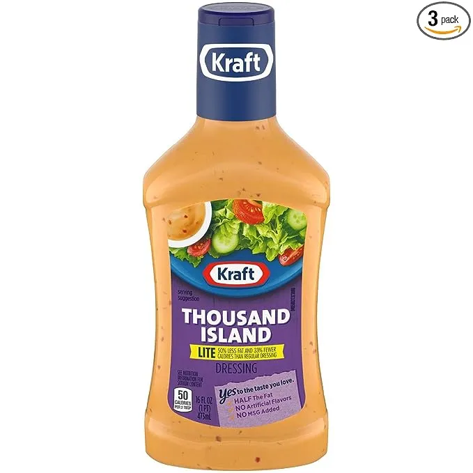 Kraft Thousand Island Dressing, Lite 16 Oz Pack Of 3