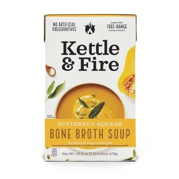 Kettle and Fire Mushroom Chicken Bone Broth, Keto, Paleo and Whole 30 Approved, Gluten Free, High in Protein and Collagen, 12 Pack