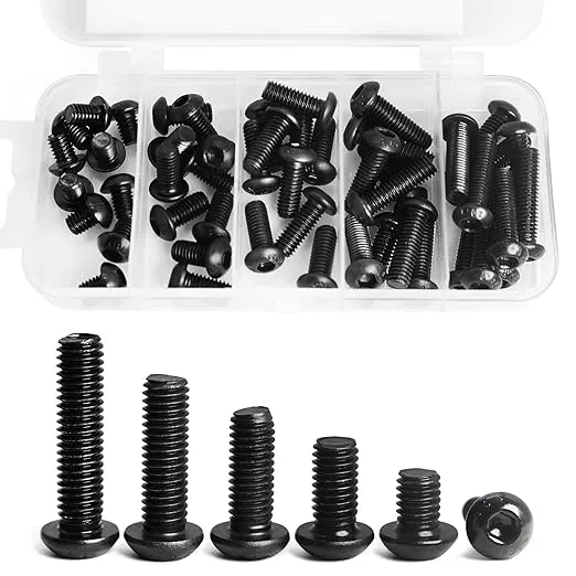 SUNXULIMI M8 x 10mm 12mm 16mm 20mm 25mm Button Head Socket Cap Screws Bolts, 10.9 Grade Alloy Steel, Metric Allen Hex Drive, Black Oxide F