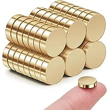 SMARTAKE 45 Pcs Refrigerator Magnets, 10x2.6mm Small Round Fridge Magnets, Multi-Use Premium Neodymium Office Magnets for Fridge, Whiteboard, Billboard in Home, Kitchen, Office and School (Gold)