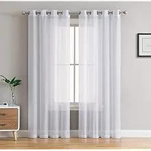 HLC Me 2 Piece Sheer Voile Window Curtain Drape Grommet Panels for Bedroom Living ...