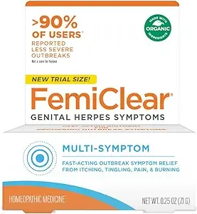 FemiClear, Multi-Symptom Relief - Formulated with All-Natural and Organic Ingredients - 0.25 Ounce Tube