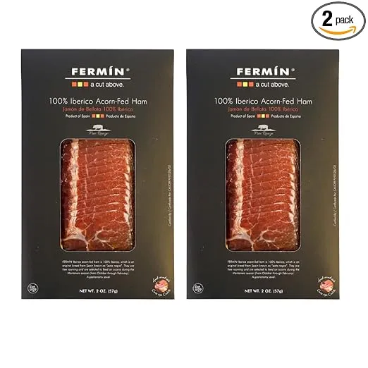 Jamon De Bellota 100% Acorn-Fed Ham Sliced 2 oz (4 Pack)