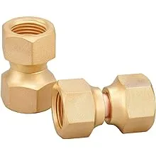 Minimprover 2 PCS Brass 3/8" Female Flare by 3/8" Female Flare Swivel Brass Adapter,Female Swivel Nut,Flare Tube Fitting,Valve Connector