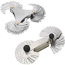 QISF Multi-Purpose 2 Pack Screw Thread Pitch Gauge Tool, Pitch Cutting Gauge Caliper Gages Measuring Tool, 51 Pcs America SAE Type + 58 Pcs Metric & America SAE Type & British Whitworth