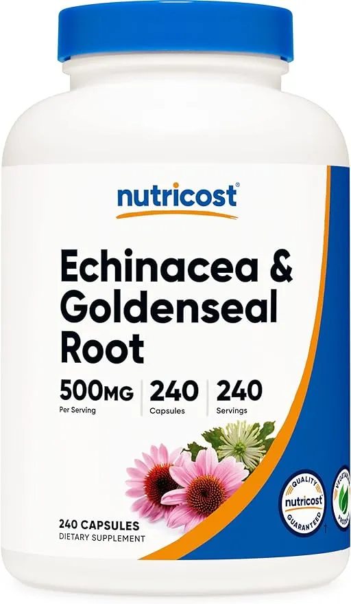 Nutricost Echinacea & Goldenseal Root 500mg 240 Capsules - Vegetarian Caps Non ...