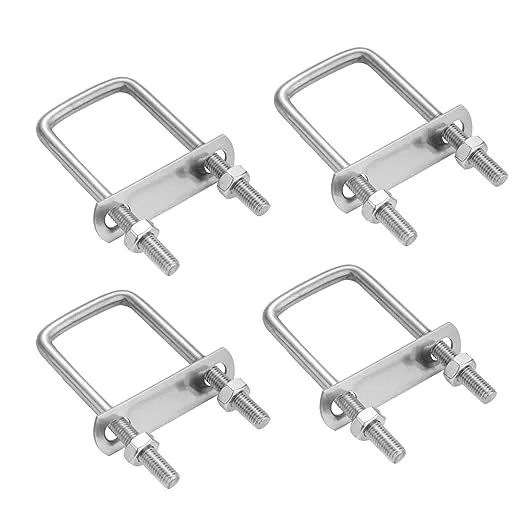 Square U-Bolt, Stainless Steel Square Bend U Bolts with Nuts and Frame Plate for