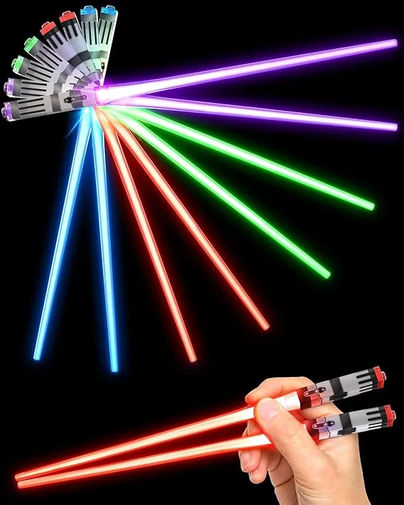 LightSaber Chopsticks Light Up Saber Led (4 Pairs, Red Blue Green Purple)