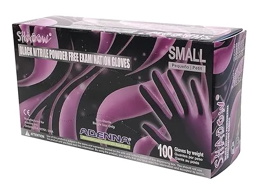 90 / Box Adenna SHD939 Shadow Nitrile Powder Free Exam Gloves, XX-Large, Black 