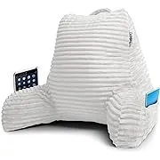 Homie Reading Pillow with Wrist Support, Has Arm Rests, and Back Support for Bed Rest, Lounging, Reading, Working On Laptop, Watching TV (White)