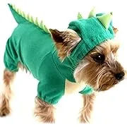 Dinosaur Dog Halloween Costume Pet Dino Hoodie for Small Dogs (S Green)