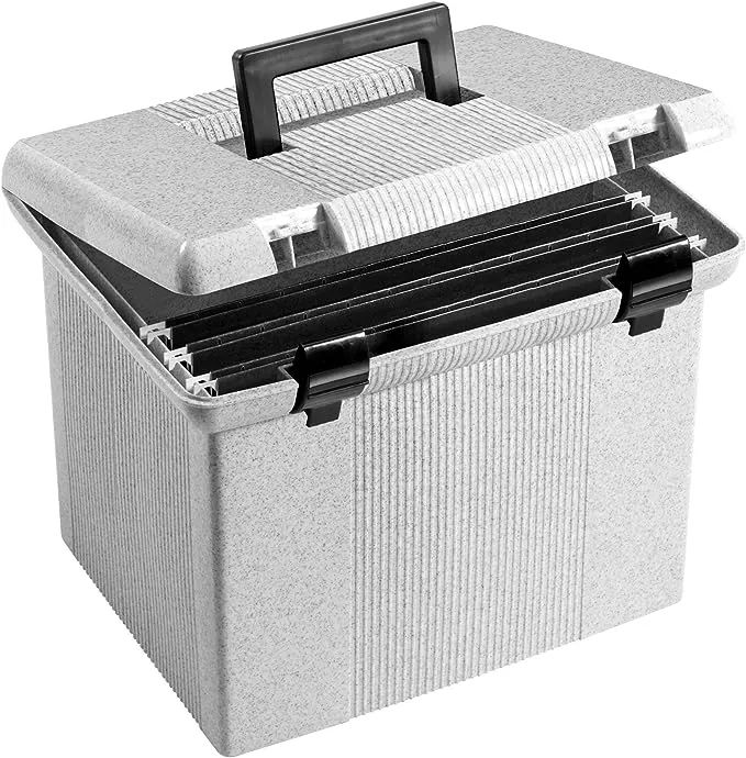 Pendaflex Portable File Box, 11"H x 14" W x 11 1/8" D, Granite (41747)