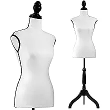 SereneLife Female Mannequin, Hanging Fashion Torso Display Form Mannequin with Hook, Adjustable Tripod Stand, for Sweaters, T-Shirts, Jackets, Dresses, Blouses, Tops