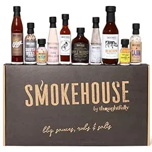 Smokehouse by Thoughtfully, Ultimate BBQ Sampler Set, Vegan and Vegetarian, Includes A Variety of Flavorful USA Made BBQ Sauces, Rubs, and Salts for