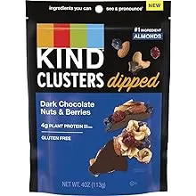 KIND Snack Clusters Dipped, Dark Chocolate Nuts & Berries, Gluten Free, 4g Protein, 4 Ounce , 8Count