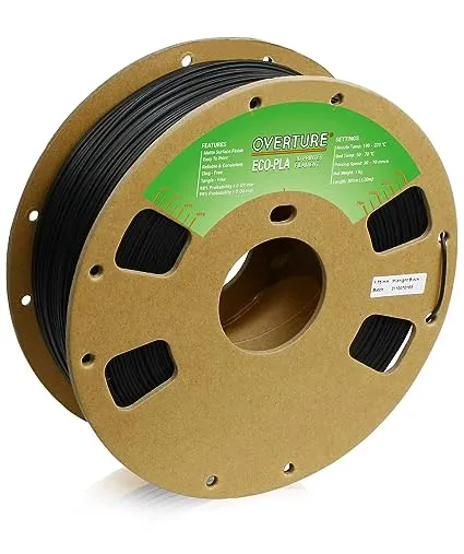 OVERTURE PLA Filament 1.75mm 3D Printer Filament, 1kg Cardboard Spool (2.2lbs), Dimensional Accuracy +/- 0.03 mm, Fit Most FDM Printer (Midnight Black)