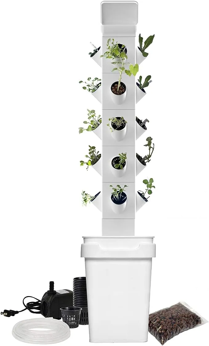 EXO Garden Hydroponic Growing System Vertical Tower - Vegetable Plant Tower Gift for Gardening Lover - Automate Aeroponics Mini Indoor Outdoor Home Grow Herb