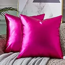 EUCIOR Hot Pink Throw Pillow,Red Pillow Covers 18x18,Pillow Cases,Neon Pillows, Decorative Pillow,Red Throw Pillows for Couch Set of 2(Hot Pink)