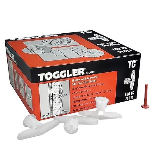 (TC ) 5/8-3/4 Toggler Hollow Wall Anchor Nylon (100)