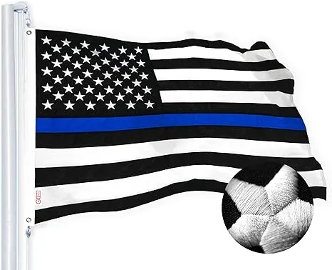 Thin Blue Line Flag 220gsm Embroidered Spun Polyester 3x5 Ft