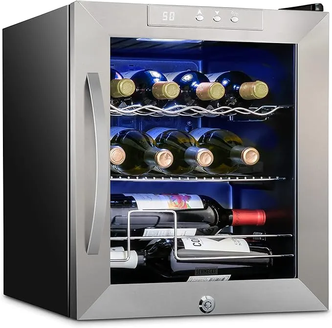 Schmecke 12 Bottle Compressor Wine Fridge & Cooler Refrigerator W/Lock