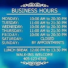 LOKAUS Professional Business Hours Sign Kit, 20x20 Inches Changeable Signs for Business, Customize Window Sign for Business, Outside Hours of