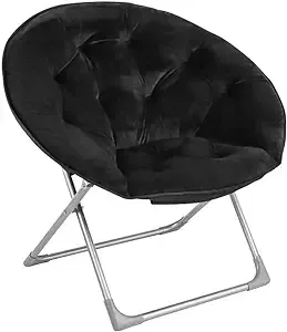 Faux Fur Saucer Shaped Chair with Metal Frame Black 32.3&#034;D x 27.2&#034;W x 32.3&#034;H