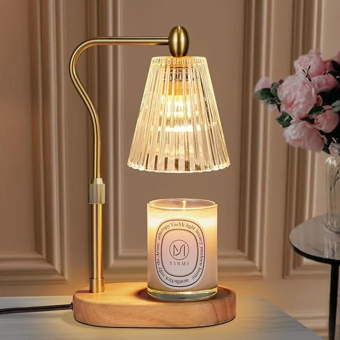 Candle Warmer Lamp with Timer Dimmer Adjustable Height, Electric Wax Warmer Vintage Home Decor for Scented Jar Candles, for Family