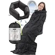 SmartTravel Compact Travel Blanket Travel Pillow and Lumbar Cushion 3-Ways Airplane Travel Essential for Women and Kids Lightweight Alternative Down