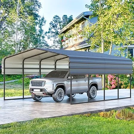 Erommy Carport with Galvanized Steel Roof