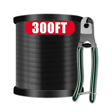 304 Stainless Steel Black Vinyl Coated Wire Rope,1/16 Inch Overmolded to 3/32 Inch,with Cutter 7x7 Strands Construction,String Lights Hanging,Outdoor Light Guide Wire,Fence,300Feet