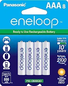 Panasonic Advanced eneloop Individual Battery 3 Hour Quick Charger with 4 AA eneloop Rechargeable Batteries, White & BK-3MCCA8BA eneloop AA 2100 Cycle Ni-MH Pre-Charged Rechargeable Batteries, 8 Pack