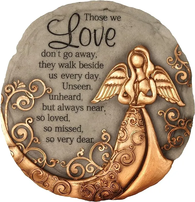 Spoontiques - Garden Décor - Bronze Angel Stepping Stone - Decorative Stone for Garden