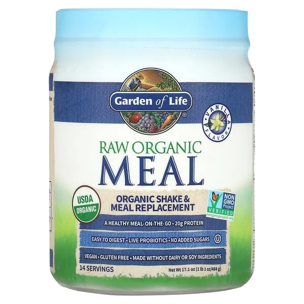 Garden of Life Tasty Organic Vanilla Chai Meal Replacement Shake Vegan - 20g Complete Plant Based Protein, Greens, Rice Protein, Pro & Prebiotics for Easy Digestion – Non-GMO Gluten-Free, 1.2 LB