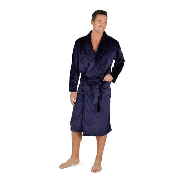 Eddie Bauer Mens' Plush Bathrobe- Soft Fleece Spa Bath Robe with 2 External ...