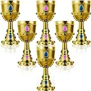 12 Pcs Medieval Molded Crown Goblets 8 Oz Gold Jeweled Chalice King Queen Party