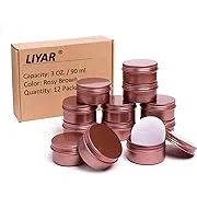 LIYAR 3 Ounce Tins Cans 3 Oz. Tins Containers Round Tins Metal with Lids Aluminum Metal Containers Metal Tins Jars for Balm,Candy,Salve,Candles,Pack of 20(Rosy Brown)