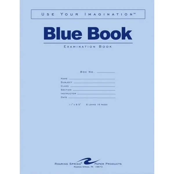 Roaring Spring Blue Book Wide-Ruled Examination Books, Pack Of 50