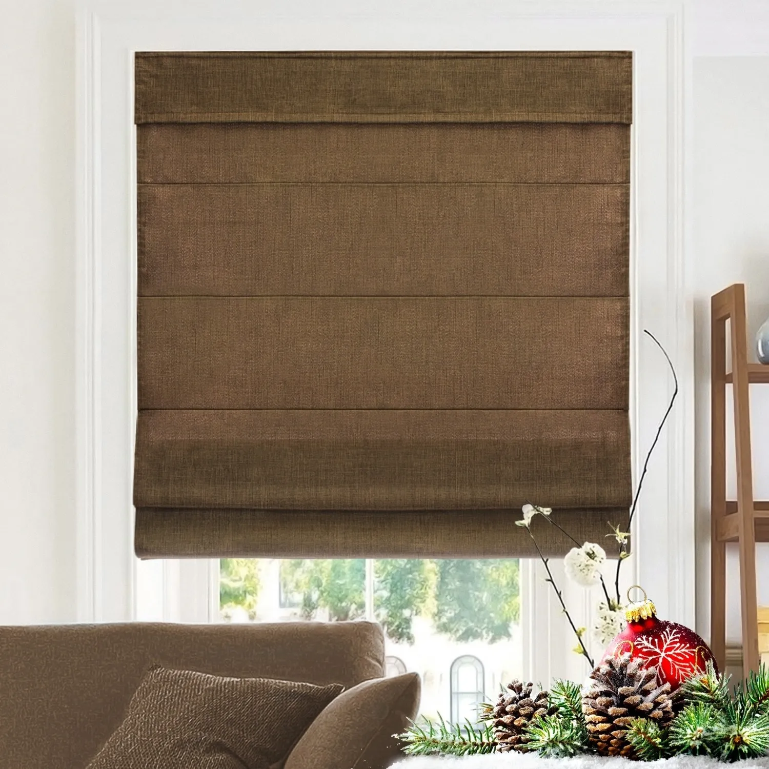 Chicology RMBC3464 Cordless Roman Shades & Soft Fabric Window Blind Belgian Chocolate - 34 x 64 in.