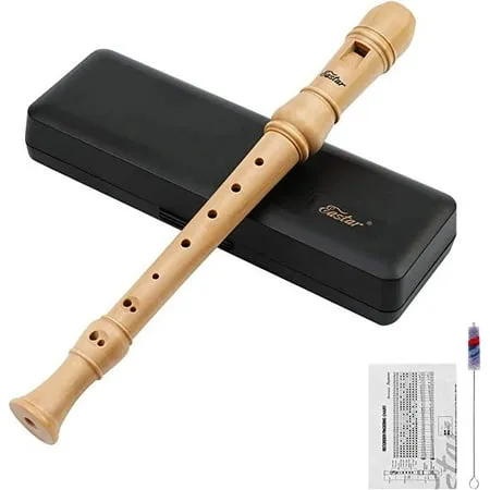 Eastrock Recorder Instrument for Kids Adults Beginners Maple Wood C Key Soprano Recorder German Style 2 Piece With Hard Case, Joint Grease And Cleaning Kit