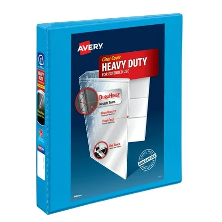 Avery Heavy-Duty Non Stick View Binder W-slant Rings, 1" Cap, Light Blue